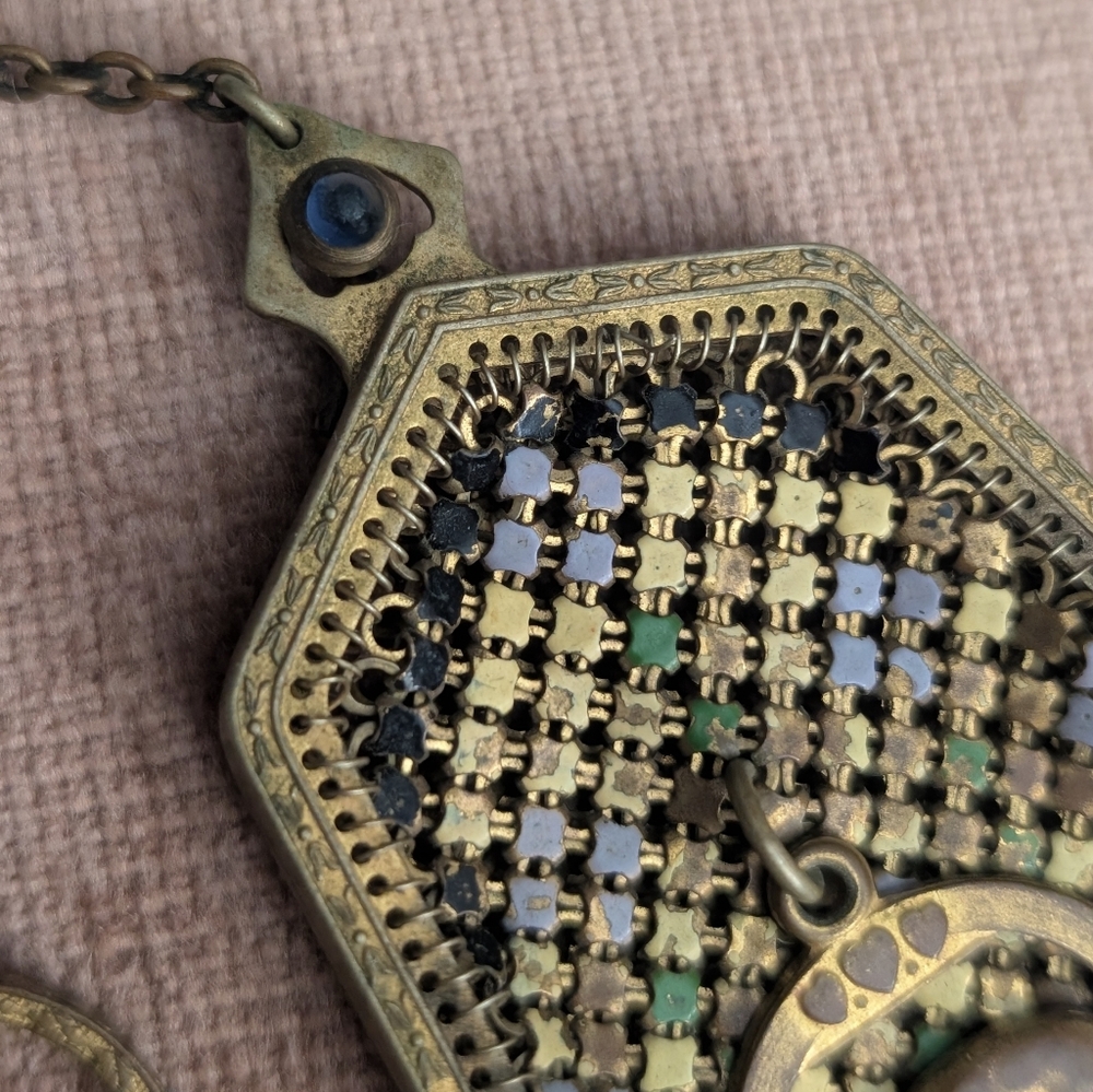 1920's Enamel Mini Metal Mesh Flapper Coin Purse - Picture 4 of 9